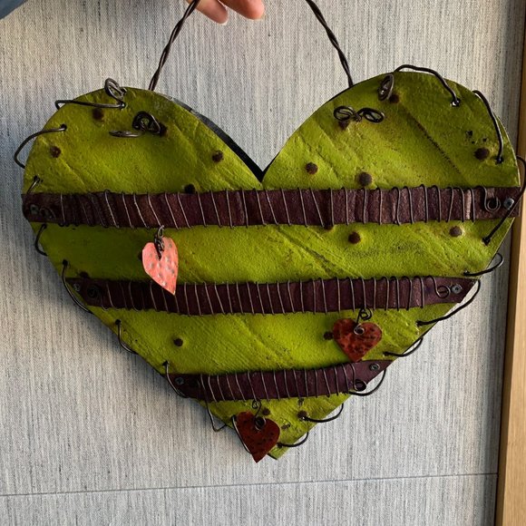Primitive Rustic style,  HEART  Wall art is ~13"W x 13"H.  Hand crafted $100 OBO - Picture 1 of 4